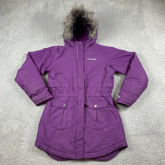 Columbia Nordic Strider Coat Girls Large Purple Omni-Heat Faux Fur Hooded - Picture 1 of 16